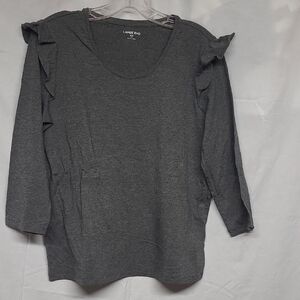 Lands' End Women's Charcoal Ruffle Sleeve Top